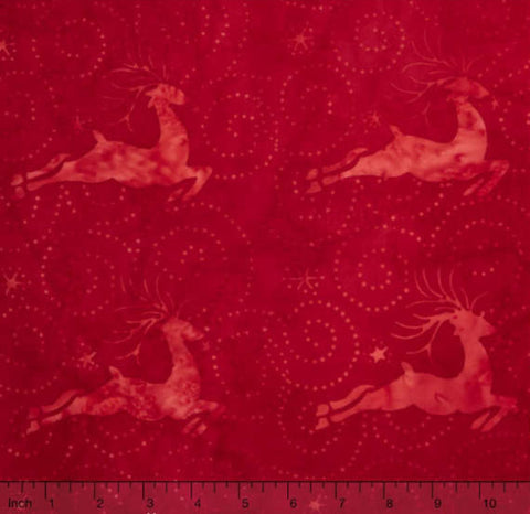 Holiday Happenings - Reindeer - Dark and Light Red Yardage by Kathy Engle for Island Batik SKU : 521511008 - Sold by 1/2 Yard and 1 Yard