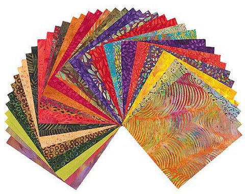 SALE Glowing Embers Batiks Stack Pack/Layer Cake by Kathy Engle for Island Batiks - 42, 10" X 10" Precut Batik Fabrics