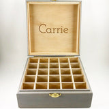 Wildflower Ring w/NAME! - Essential Oil Storage Box 25 Slot 15ml -Pine- Choose Finish and Custom Laser Engravings - Fit dōTERRA Young Living