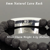Men's Women Natural Lava Rock Bracelet 925 Stamp Sterling Silver Charm DiyNotion BR1100