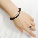 Men's Women Natural Lava Rock Bracelet 925 Stamp Sterling Silver Charm DiyNotion BR1100
