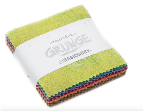 New Arrival Spring 2017 Grunge New Mini Charm BasicGrey for Moda Fabrics - 42, 2.5" X 2.5" Precut FabricS. Item # 30150MCN3