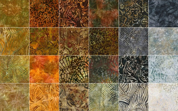 SALE Artisan Batiks Kalahari 6, Ten Squares/Layer Cake by Lunn Studios for Robert Kaufman - 42, 10" X 10" Precut Batik Fabrics