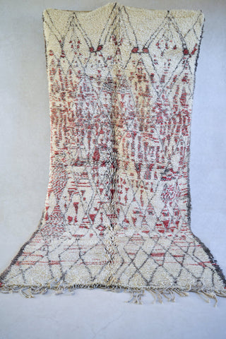 BENI OURAIN. 12'5"x6'5"Vintage Moroccan Rug. Wool Beni Ourain Carpet. Modern Design.
