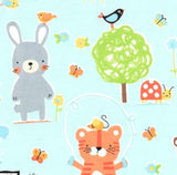 SALE Flannel Nature Babies by Michael Miller 100% Cotton Flannel/CF7219 - Aqua-D