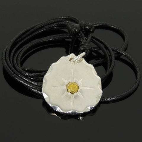 Men's Women Adjustable Necklace 925 Sterling Silver Brass Eagle Pendant with Wax Rope DiyNotion NK178