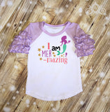 I Am Mer-Mazing Custom Ruffle Raglan Personalized Shirt Girl Baby Toddler Shirt