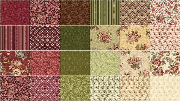 Marseille Charm Pack by Dover Hill for Benartex - 42, 5 inches X 5 inches Precut Fabric Squares