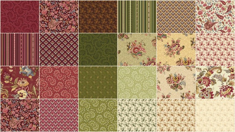 Marseille Charm Pack by Dover Hill for Benartex - 42, 5 inches X 5 inches Precut Fabric Squares