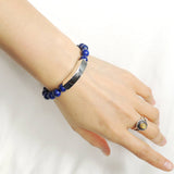 Men's Women Natural Lapis Lazuli Bracelet 925 Stamp Sterling Silver Charm DiyNotion BR1101