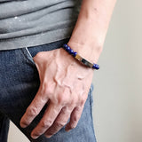 Men's Women Natural Lapis Lazuli Bracelet 925 Stamp Sterling Silver Charm DiyNotion BR1101