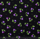SALE Catalina Ultra Violet - Single Blossoms Black/Purple Yardage by Marti Michell for Maywood Studio/MAS8405-J2