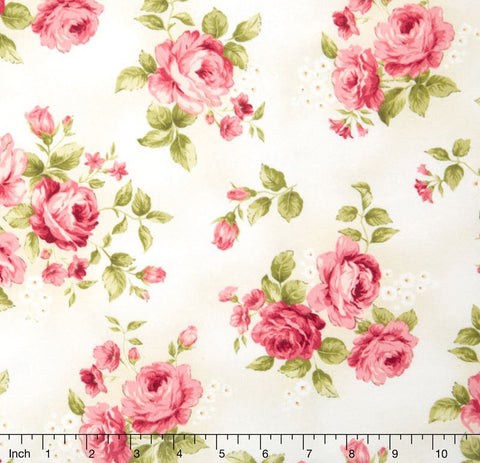 SUPER DEAL Flannel Welcome Home Rose - Large Floral Cream Flannel Yardage by Jennifer Bosworth for Maywood Studio