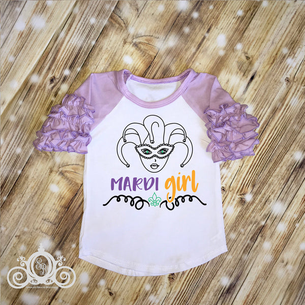 Mardi Girl Mardi Gras Kids Custom Ruffle Raglan Personalized Shirt Girl Baby Toddler Shirt