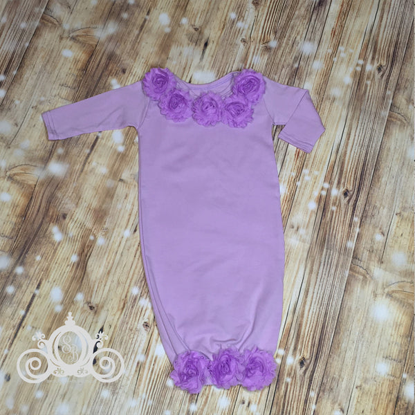 Lavender Floral Baby Gown Layette