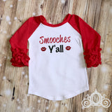 Smooches Y'all Custom Ruffle Raglan Personalized Shirt Girl Baby Toddler Shirt