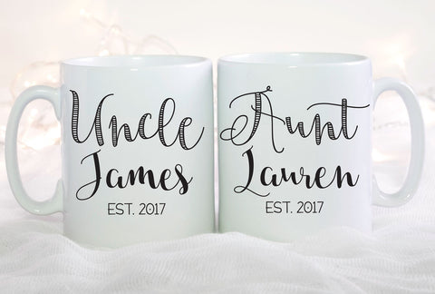 Aunt and Uncle Mugs, Aunt Mug, Personalized Gift, Uncle Mug, Gift for Aunt, Gift For Uncle, Baby Reveal, Pregnancy Announcement Mug,