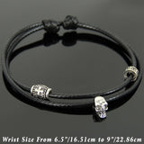 Men's Women Adjustable Braided Bracelet 925 Sterling Silver Skull Bead Cross Spacer DiyNotion Handmade BR1105