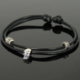 Men's Women Adjustable Braided Bracelet 925 Sterling Silver Skull Bead Cross Spacer DiyNotion Handmade BR1105