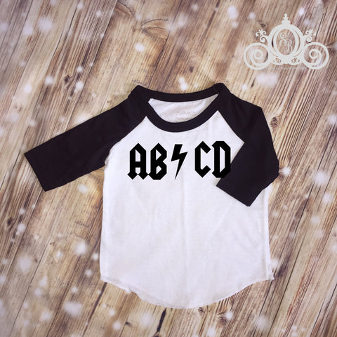 AB/CD Custom Unisex Raglan Personalized Shirt Girl Boy Birthday Baby Shower Gift Toddler Shirt