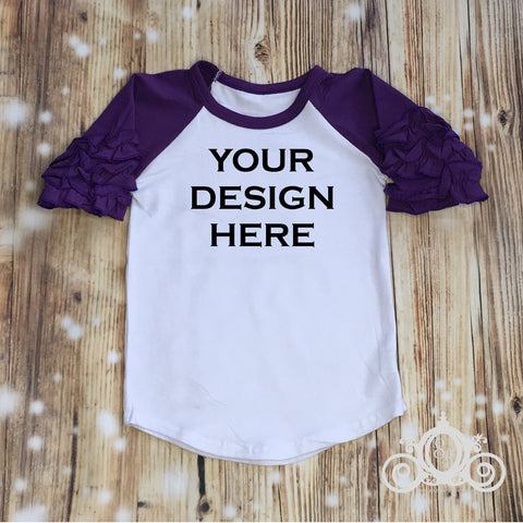 Purple Custom Icing Ruffle Raglan Personalized Shirt Girl Baby Shower Gift Toddler Shirt