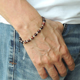 Men's Women Red Tiger Eye Adjustable Braided Bracelet 925 Sterling Silver Nugget Beads from Thailand DiyNotion BR1108