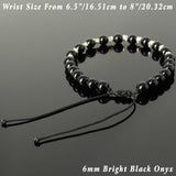 Men's Women Bright Black Onyx Adjustable Braided Bracelet 925 Sterling Silver Nugget Beads from Thailand DiyNotion BR1109