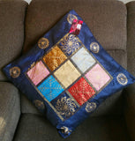 Blue Boho Couch Cushion cover, Farmhouse pillow, gypsy pillow cover, designer pillow, boho pillow, boho accent pillow, xmas gift for her