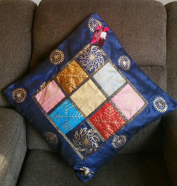 Blue Boho Couch Cushion cover, Farmhouse pillow, gypsy pillow cover, designer pillow, boho pillow, boho accent pillow, xmas gift for her