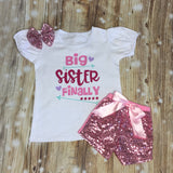 Big Sister Finally Birth Announcement Set Personalized Shirt Girl Baby Shower Gift Toddler Shirt