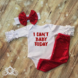 I Cant Baby Today Onesie Tutu Set Leg Warmers Personalized Shirt Girl Birthday Baby Shower Gift Toddler Shirt