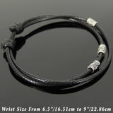 Men's Women Adjustable Braided Bracelet 925 Sterling Silver Barrel Beads DiyNotion Handmade BR1113