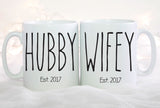 Husband and Wife Mug set, Anniversary Gift, Hubby and Wifey Mug Set, Mr. and Mrs. Mugs, Wedding Gift, Coffee Mugs, Gift for Wedding Couple