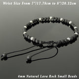 Men's Women Lava Rock Adjustable Braided Bracelet 925 Sterling Silver Beads DiyNotion BR1055