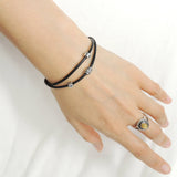 Men's Women Adjustable Braided Bracelet 925 Sterling Silver Barrel Bead OM Spacers DiyNotion Handmade BR1114