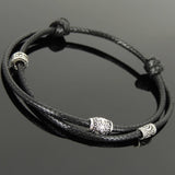 Men's Women Adjustable Braided Bracelet 925 Sterling Silver Cross Beads & Spacer DiyNotion Handmade BR1115