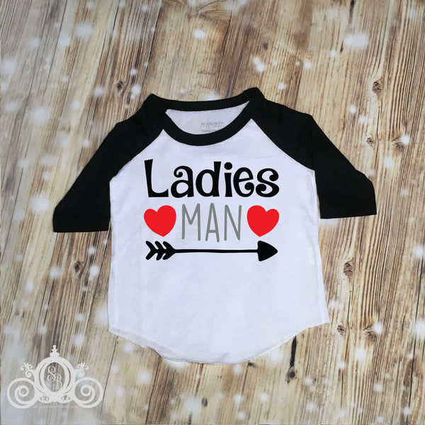 Ladies Man Custom Unisex Raglan Personalized Shirt Girl Boy Birthday Baby Shower Gift Toddler Shirt