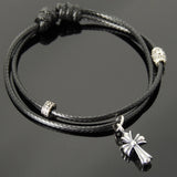 Men's Women Adjustable Braided Bracelet 925 Sterling Silver Cross Pendant Beads & Spacer DiyNotion Handmade BR1118