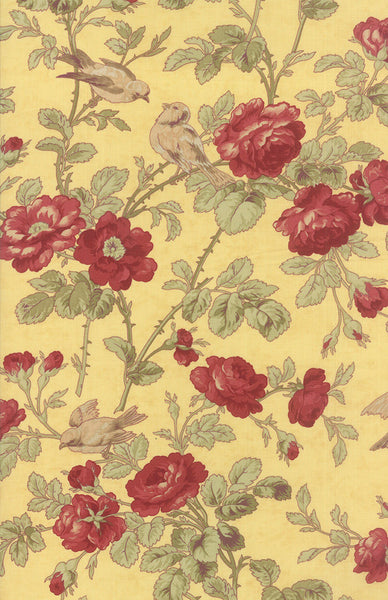 SUPER DEAL 3 Sisters Favorites - Lemon- Gingham Rose Floral Yellow Yardage by 3 Sisters for Moda Fabrics- 3700 14 Moda