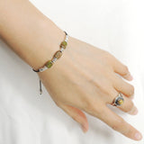 Men's Women Snake Skin Stone Adjustable Braided Bracelet 925 Sterling Silver Nugget Beads from Thailand DiyNotion BR1120