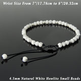 Men's Women White Howlite Adjustable Braided Bracelet 925 Sterling Silver Beads DiyNotion BR1057