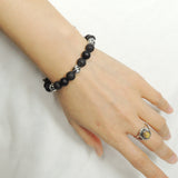 Men's Women Lava Rock Matte Black Onyx Adjustable Braided Bracelet 925 Sterling Silver Beads DiyNotion BR1058