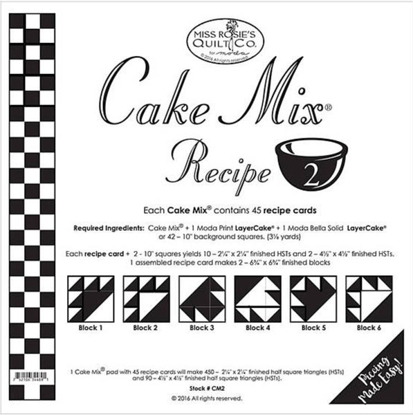 Cake Mix Recipe 2 by Miss Rosie's Quilt Co. for Moda Fabrics - Each Recipe Pad contains 44 Recipe Cards