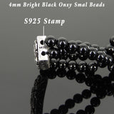 Men's Women Bright Black Onyx Protection Double-wrap Bracelet 925 Sterling Silver Lotus Charm DiyNotion BR864