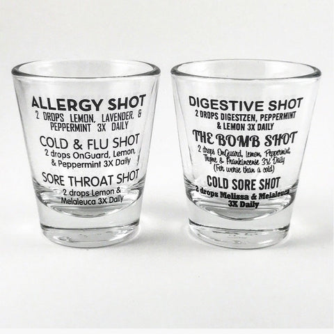 Recipes E.O. Shot Glass – Essential Oils Allergy Cold Flu Sore Throat Digestive Cold Sore - by Hidden Essentials - Helpful Funny