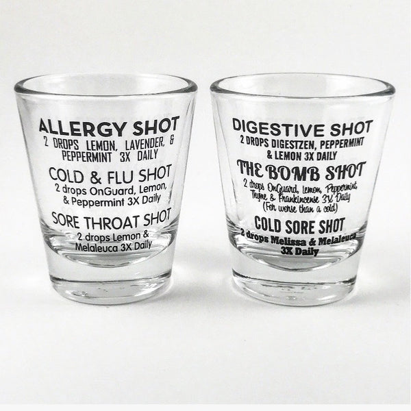 Recipes E.O. Shot Glass – Essential Oils Allergy Cold Flu Sore Throat Digestive Cold Sore - by Hidden Essentials - Helpful Funny