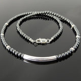 Men's Women 4mm Hematite Necklace 925 Sterling Silver Clasp Charm Nugget Beads DiyNotion Handmade NK189