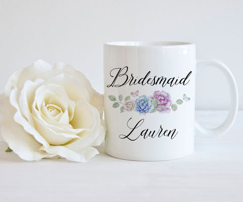 Bridesmaid Personalized Mug, Personalized Bridesmaid Gift, Custom Wedding Mug, Gift For Bridesmaid Gift idea, Wedding Party Gift, Coffee Cup