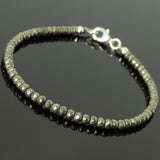 Men's Women Faceted Gold Pyrite Bracelet 925 Sterling Silver Beads Clasp SMALL BEADS DiyNotion Handmade BR1063