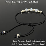 Men's Women Flashing Moonstone Adjustable Braided Bracelet 925 Sterling Silver Nugget Beads from Thailand DiyNotion BR1121